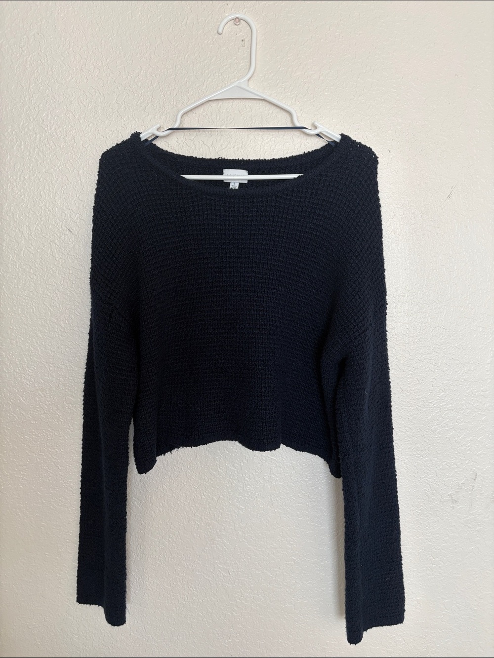 La Hearts Navy Cropped Scoop Neck Sweater